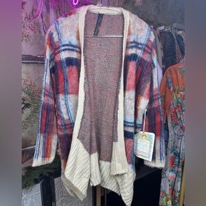 NWT Aratta Plaid Open Front Cardigan Sweater